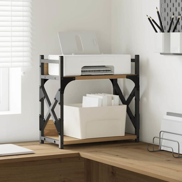 vidaXL Supporto per Stampante Rovere artigianale 40 x 20 x 40 cm