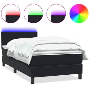 vidaXL Letto a Molle con Materasso e LED Nero 90x210 cm in Velluto