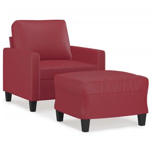 vidaXL Poltrona con Poggiapiedi Rosso Vino 60 cm in Similpelle