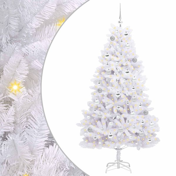 vidaXL Albero di Natale Artificiale con Rami Pieghevoli Bianco 180 cm