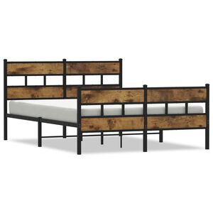 vidaXL Giroletto senza Materaso in Metallo Rovere Fumo 150x200 cm
