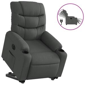 vidaXL Poltrona Alzapersona Reclinabile Elettrica Grigio Scuro Tessuto