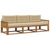 vidaXL Set di divani da esterno con cuscino 3 pcs Naturale e Beige