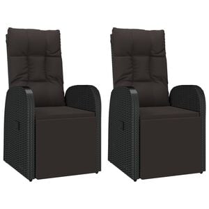 vidaXL Sedie Reclinabili da Giardino con Cuscini 2pz Nero Polyrattan