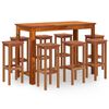 vidaXL Set da Bar per Giardino 9 pz in Legno Massello di Acacia