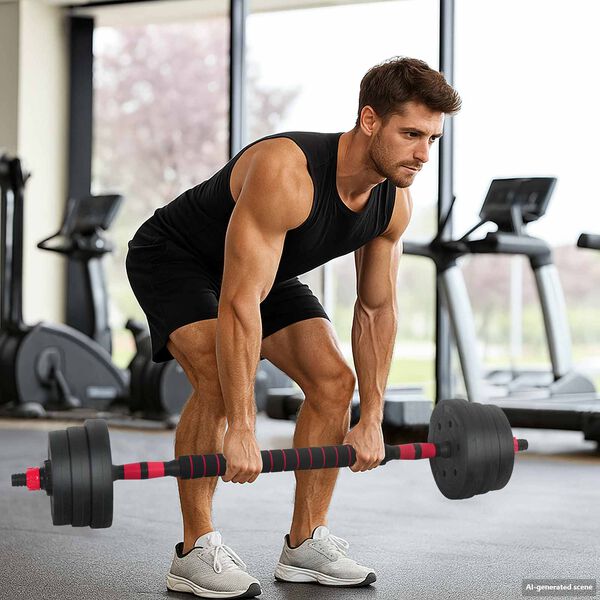 vidaXL Set di Manubri 2-in-1 Nero e Rosso 121 x 19,5 x 19,5 cm