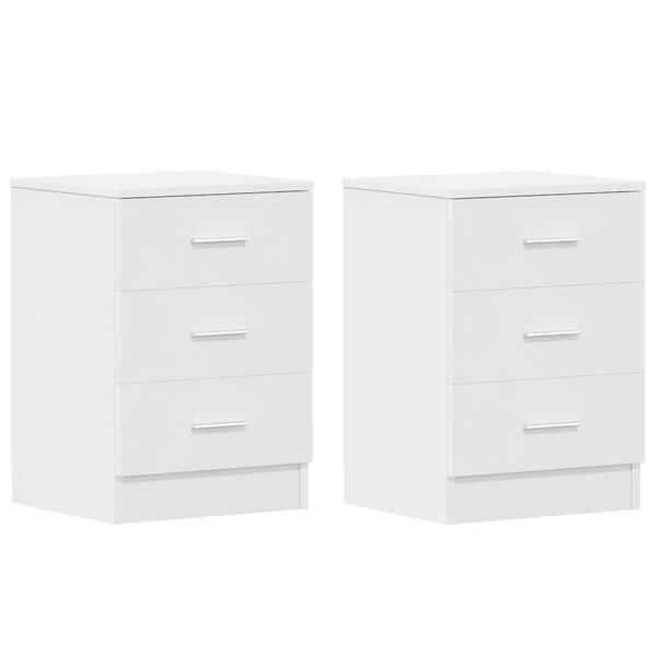 vidaXL Comodini 2 pz Bianco 38x35x56 cm in Legno Ingegnerizzato