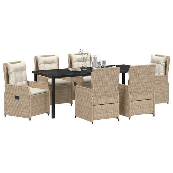 vidaXL Set da Pranzo per Giardino 7 pcs Beige e Grigio Chiaro