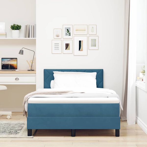 vidaXL Letto a molle con materasso Blu Scuro 120 x 190 cm Velluto