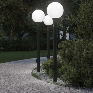 vidaXL Lampioni a paletto con sensore e presa 3 pz 120 cm neri IP44