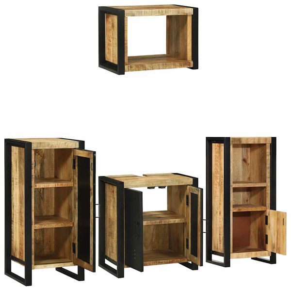 vidaXL Set di mobili per il bagno 4 pcs Legno Recuperato Massello