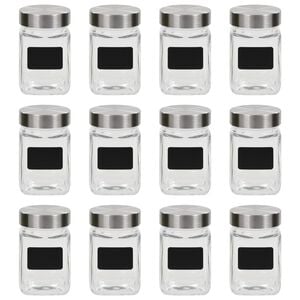vidaXL Barattoli in Vetro con Adesivo 12 pz 300 ml