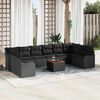 vidaXL Set Divano da Giardino con cuscino 11 pcs Nero polyrattan
