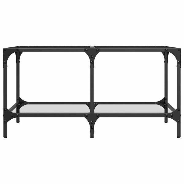 vidaXL Tavolini con Piano Vetro Trasparente 2 pz 78,5x40x40 cm Acciaio
