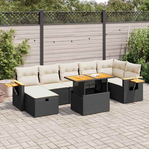 vidaXL Set Divani da Giardino 5 pz con Cuscini in Polyrattan Nero