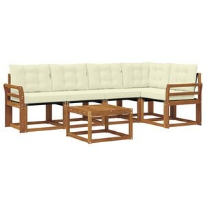 vidaXL Set di divani da esterno con cuscino 6 pcs Naturale e Crema
