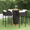 vidaXL Set Bar da Giardino 5 pz con Cuscini in Polyrattan Nero
