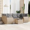 vidaXL Set Divani da Giardino 7 pz con Cuscini Beige in Polyrattan