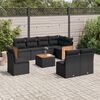 vidaXL Set Divani da Giardino 9 pz con Cuscini Nero in Polyrattan