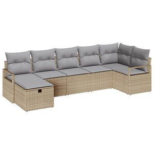 vidaXL Set di divani 7 pz Beige e Grigio Chiaro polyrattan