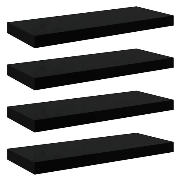 vidaXL Scaffali a Parete 4 pz Nero Lucido 60x23,5x3,8 cm in MDF
