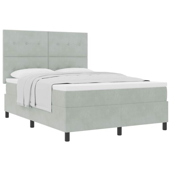 vidaXL Letto a molle con materasso Grigio chiaro 140 x 190 cm Tessuto