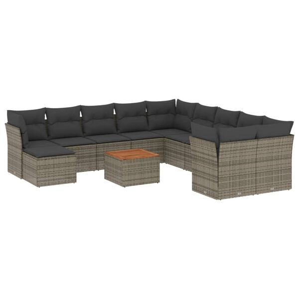 vidaXL Set Divani da Giardino 12 pz con Cuscini Grigio in Polyrattan