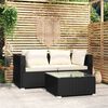 vidaXL Set Divani da Giardino 3 pz con Cuscini Nero in Polyrattan