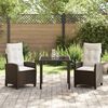 vidaXL Set da Pranzo per Giardino con cuscino 3 pcs Marrone polyrattan