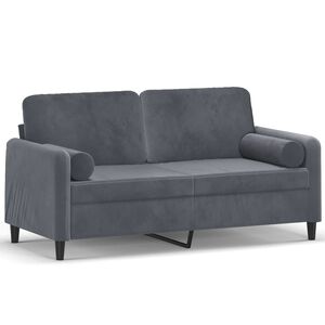 vidaXL Divano a 2 Posti con Cuscini Grigio Scuro 140 cm in Velluto