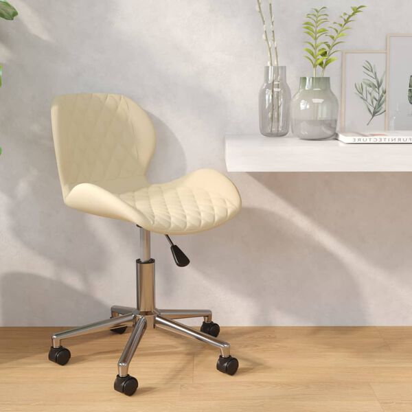 vidaXL Sedia da Pranzo Girevole Crema in Velluto