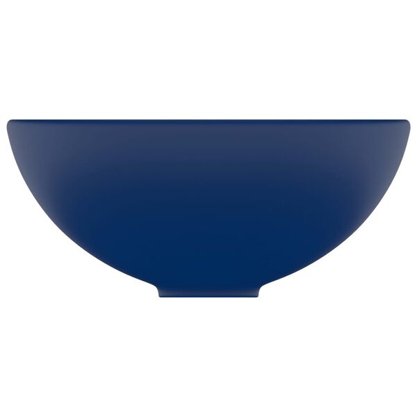 vidaXL Lavandino Lusso Rotondo Blu Scuro Opaco 32,5x14 cm in Ceramica