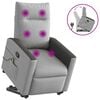vidaXL Poltrona Alzapersona Massaggi Reclinabile Grigio Nuvola Tessuto