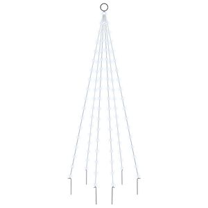 vidaXL Albero di Natale Pennone Bianco Freddo 108 LED 180 cm