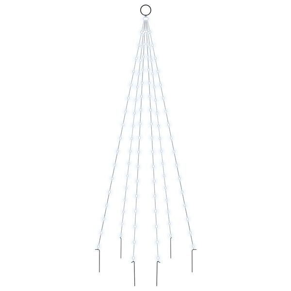 vidaXL Albero di Natale Pennone Bianco Freddo 108 LED 180 cm