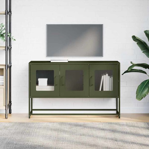 vidaXL Mobile TV Verde Oliva 100,5x39x60,5cm Acciaio Laminato a Freddo