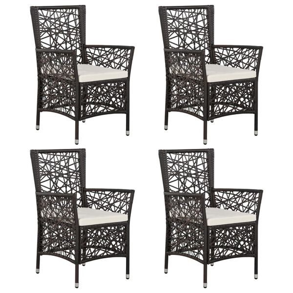 vidaXL Set da Pranzo per Giardino 5 pz con Cuscini Polyrattan Marrone