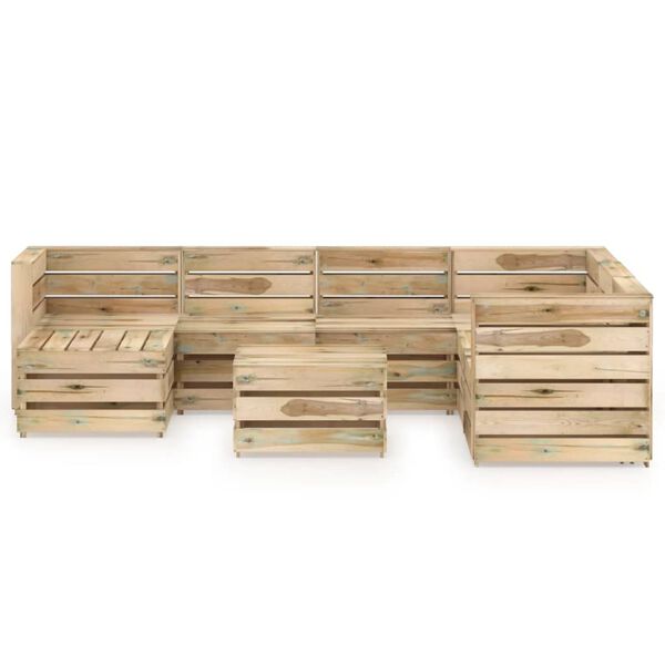 vidaXL Set Salotto da Giardino 8 pz in Legno di Pino Impregnato Verde