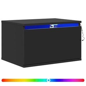 vidaXL Comodino a Parete con Luci LED Nero