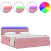 vidaXL Letto con luci a strisce a LED Rosa 180 x 200 cm Velluto