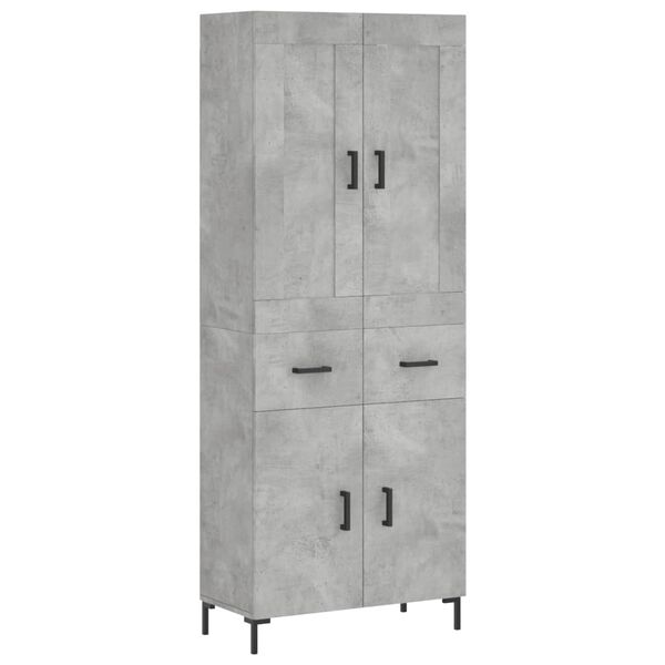 vidaXL Credenza Grigio Cemento 69,5x34x180 cm in Legno Multistrato