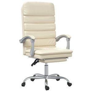 vidaXL Poltrona da Ufficio Massaggiante Reclinabile Crema Similpelle