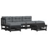 vidaXL Set Divani da Giardino 6 pz con Cuscini in Legno Massello Nero