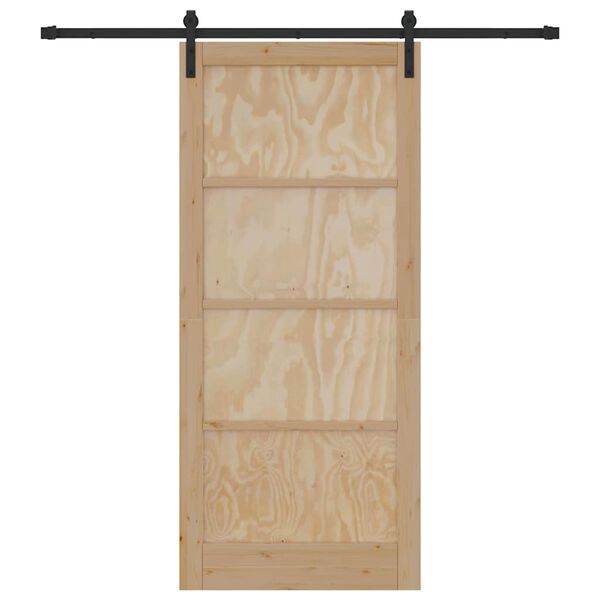 vidaXL Porta scorrevole Naturale e Nero 93 x 211 cm Pino massello