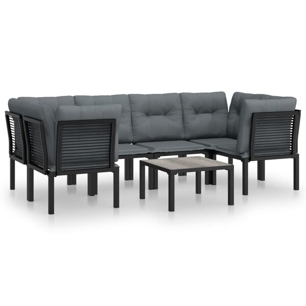 vidaXL Set Salotto da Giardino 6 pz in Polyrattan Nero e Grigio