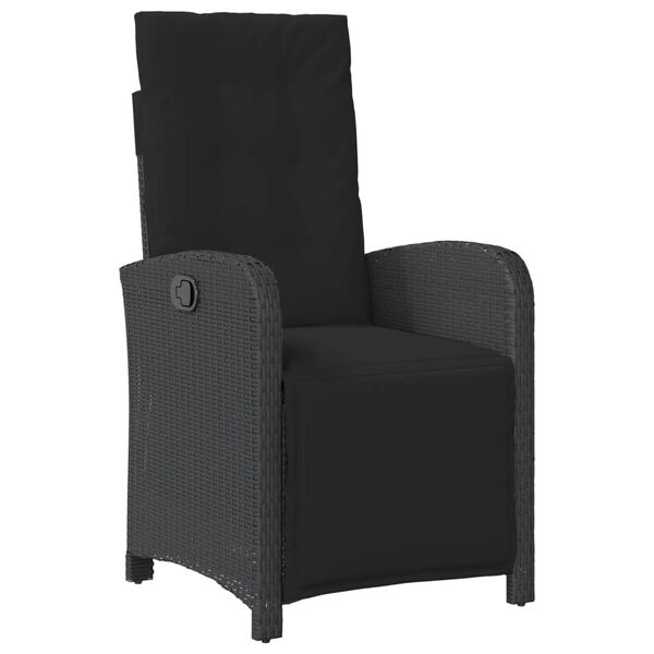 vidaXL Set da Bistrò 3 pz con Cuscini Nero in Polyrattan