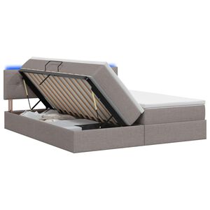 vidaXL Letto con contenitore LED e materasso Tortora 180 x 200 cm