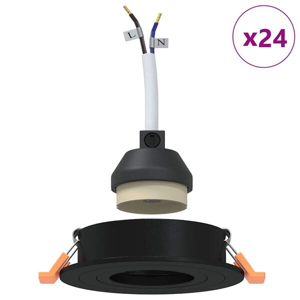 vidaXL Spotlight 24 pcs Nero 9 x 9 x 2 cm Alluminio