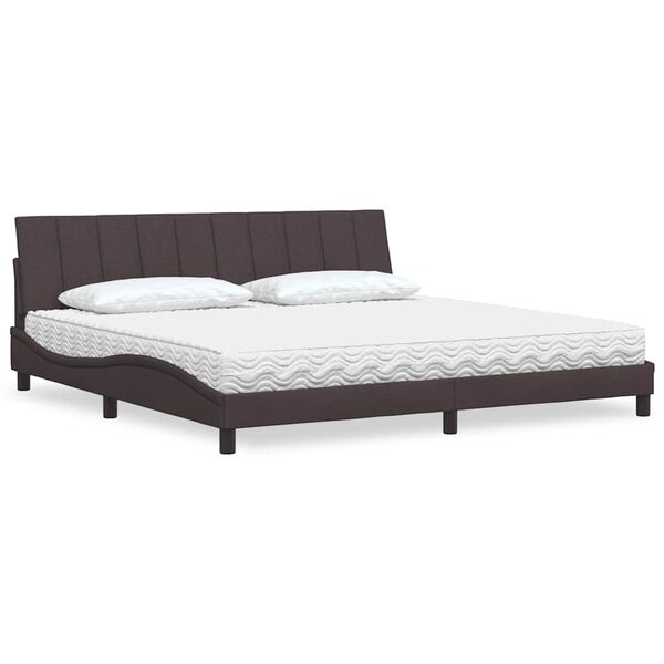 vidaXL Letto con Materasso Hanko Marrone Scuro 200x200 cm in Tessuto