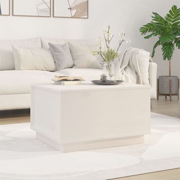 vidaXL Tavolino da Salotto Bianco 60x50x35 cm Legno Massello di Pino